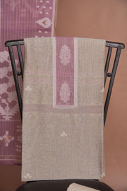 Minimal Mood Beige & Lavender Linen Unstitched Suit Set